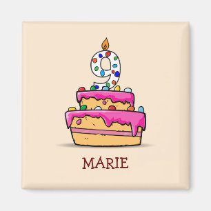 Íman 9 de aniversário, 9 de bolo rosa doce