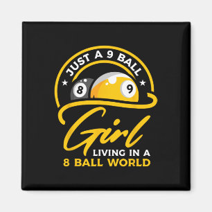 Íman 9 Garota Vivendo Em 8 Ball World Piscina Snooker B