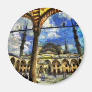 Íman A arte azul de Istambul da mesquita
