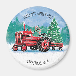 Íman A árvore de Natal vermelha de VintageTractor