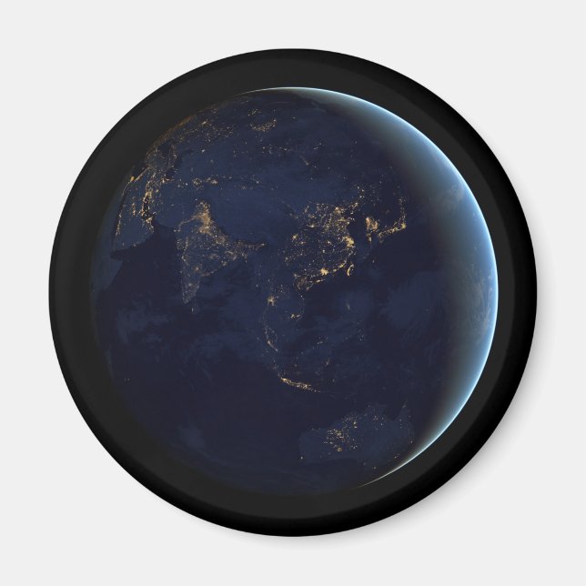 Íman A Cidade da Terra Luz À Noite Na Ásia E Na Austrál (Frente)