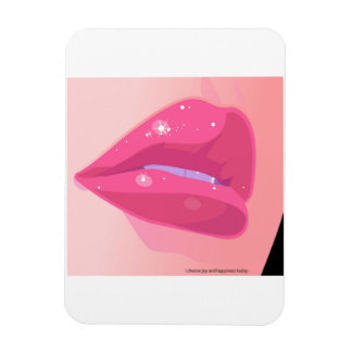 Íman A close-up digital art of glossy pink lips adorned