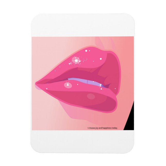 Íman A close-up digital art of glossy pink lips adorned (Vertical)
