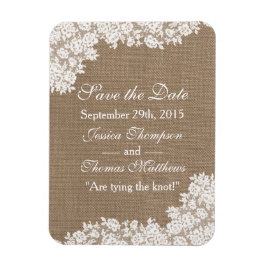 Íman A Coleção Rústica de Lace Branco de Burlap & Vinta