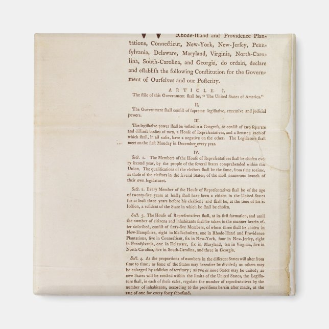Íman A Constituição dos Estados Unidos, 1787 (Frente)