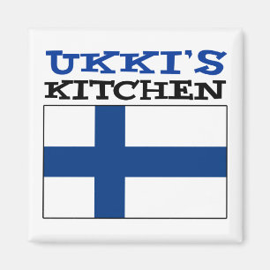 Íman A cozinha de Ukki com a bandeira de Finlandia