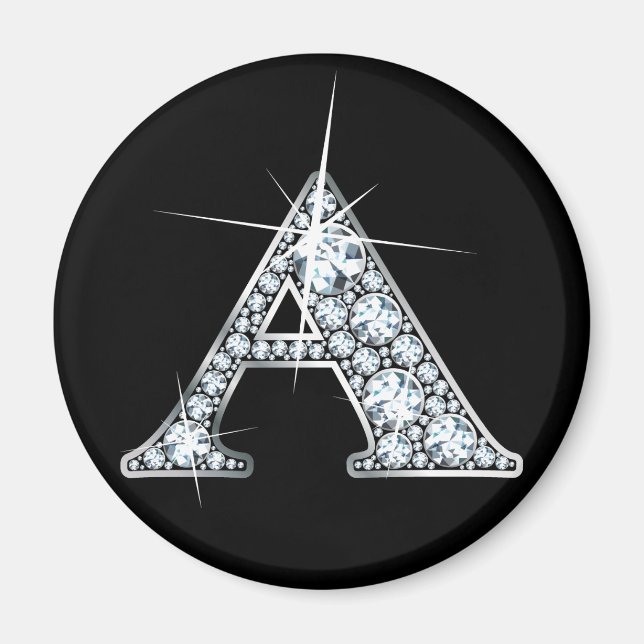 Íman "A" Diamond Bling Impressão Magnet (Frente)