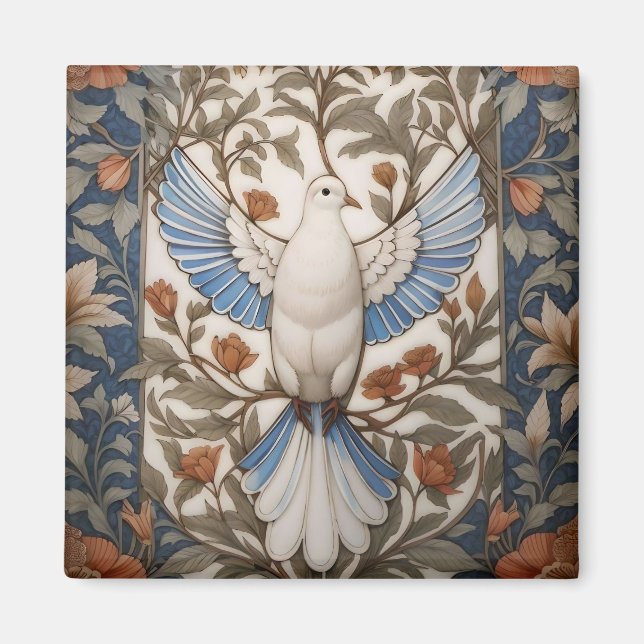 Íman A Dove Pacífica William Morris Inspirou Floral (Frente)