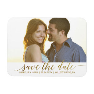 Íman A Elegante Gold Foil Calligraphy Save the Date Pho