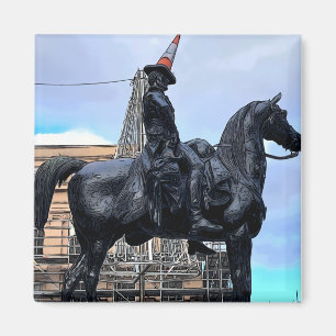 Íman A estátua Duque de Wellington com Cone de Trânsito