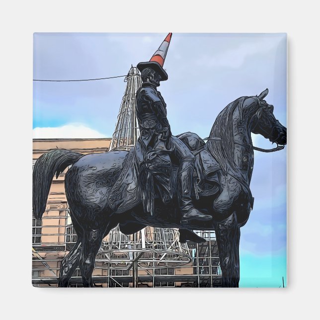 Íman A estátua Duque de Wellington com Cone de Trânsito (Frente)