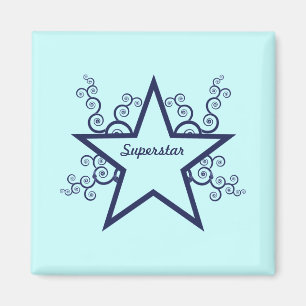 Íman A estrela mundial roda ímã, azul escuro