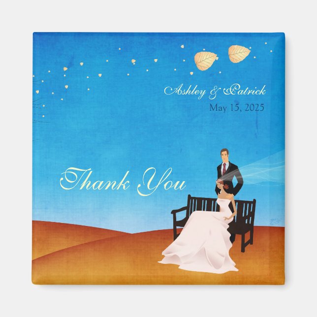 Íman A Fall (in Love) Story Wedding Magnet (Frente)