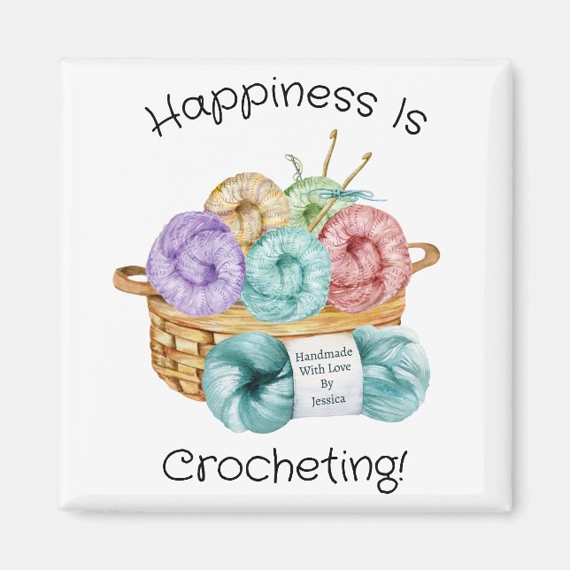 Íman A Felicidade é Crochetar Personalizado (Frente)