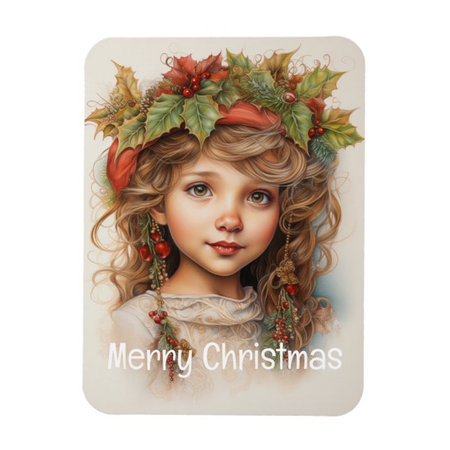 Íman A Garota de Natal Personalizada 15 de 25 (Vertical)