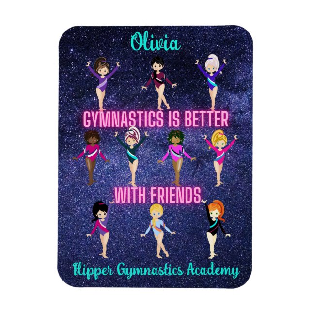 Íman A ginástica É Melhor Com Amigos Personalizados (Vertical)