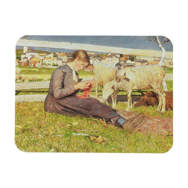 Íman A Girl Knitting, 1888 (óleo na canvas) (Horizontal)