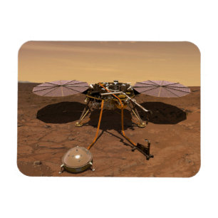 Íman A Insight Lander Operando Na Superfície De Marte.