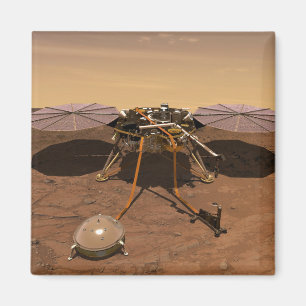 Íman A Insight Lander Operando Na Superfície De Marte.