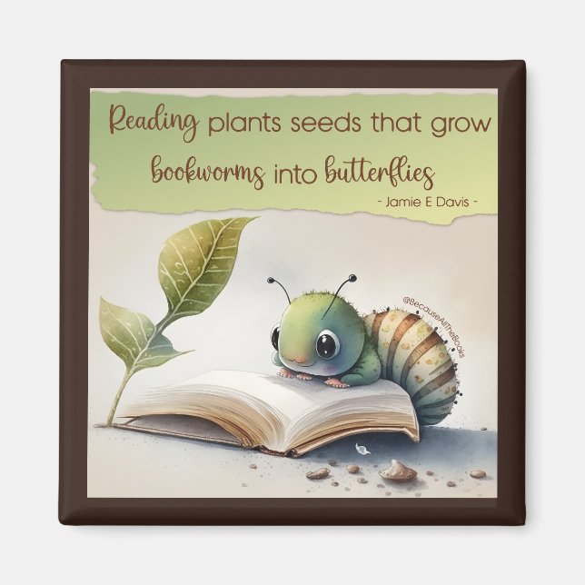 Íman A Leitura Transforma os Bookworms em Borboletas (Frente)