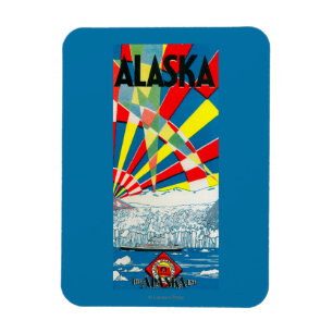 Íman A linha poster de Alaska do navio a vapor