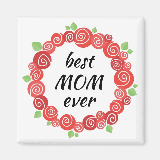 Íman A melhor mãe do dia de as mães de coroa rosa verme (Frente)