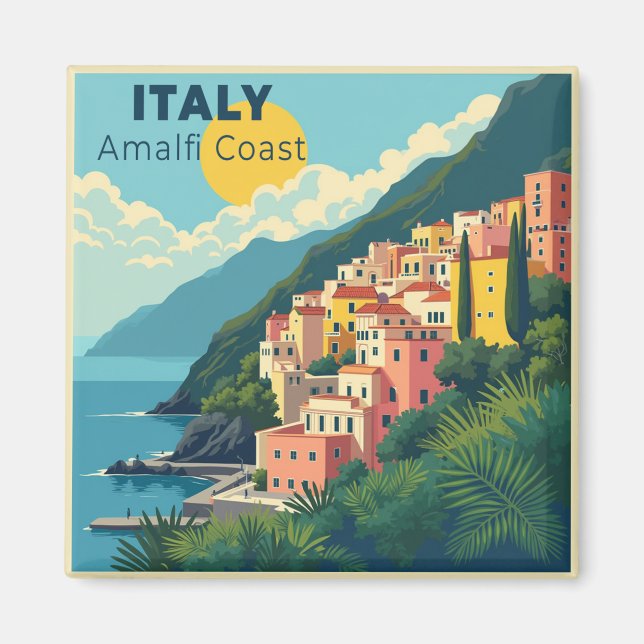 Íman A Nostalgic Classic Travel Poster – Amalfi Coast (Frente)