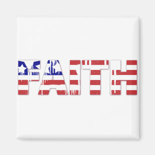 Íman A palavra "Fé" com a bandeira americana