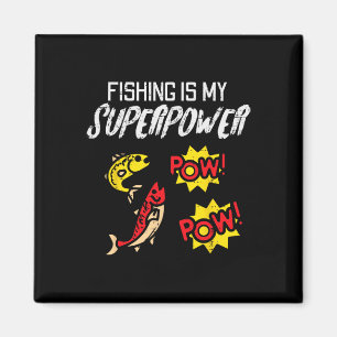 Íman A Pesca É Meu Superpoder Divertido Pescador Menino