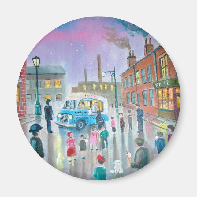 Íman A pintura a óleo da Sorvete Van (Frente)