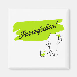 Íman A pintura de Kitten "Purrfection!" na parede.