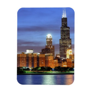 Íman A skyline de Chicago do planetário de Adler