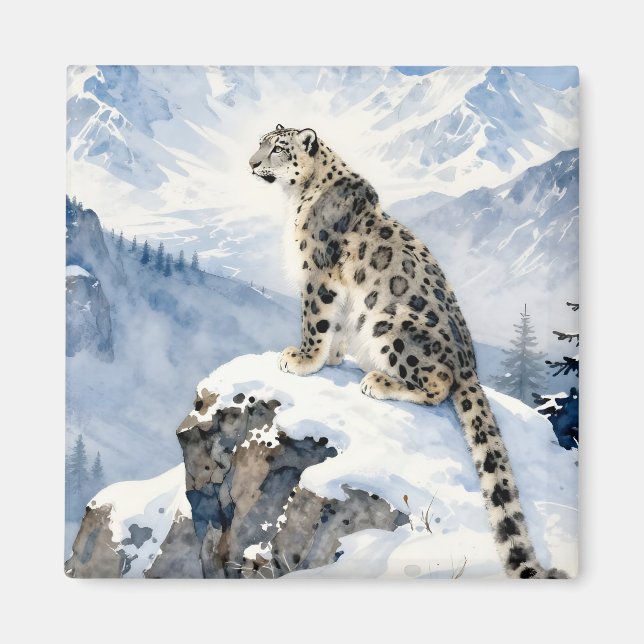 Íman A Snow Leopard on Snowy Peak (Frente)