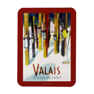 Íman A terra da luz do sol - esquis que estão na neve