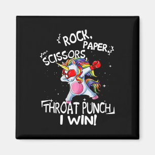 Íman A tesoura de papel Rock Grita Punch I Win Unicorn