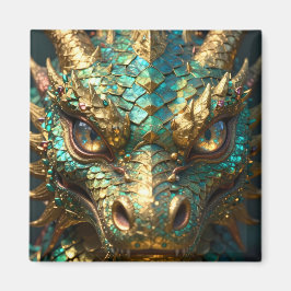 Íman A Turquoise and Gold Dragon Mystical