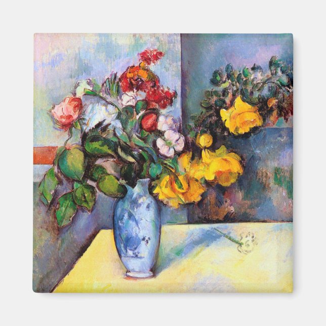 Íman A vida com flores em um vaso, Paul Cezanne (Frente)