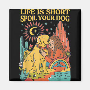 Íman A Vida É Curta E O Seu Cão Retro Pet Lover Desenho