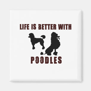 Íman A vida é melhor com design do preto da caniche