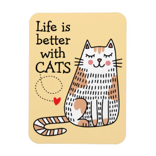 Íman A Vida É Melhor Com Gatos Doodle