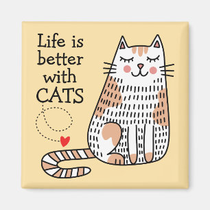 Íman A Vida É Melhor Com Gatos Doodle