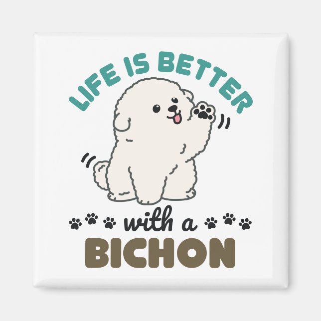 Íman A vida é melhor com um cão bicon (Frente)