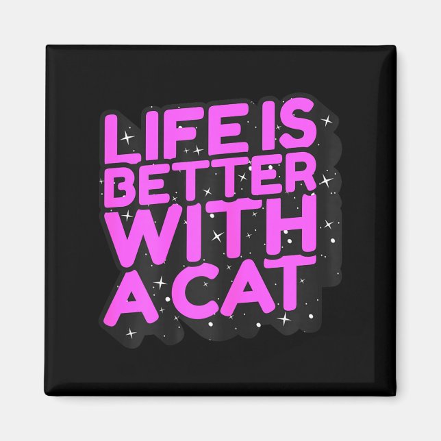 Íman A vida é melhor com um gato - adorável mãe de gato (Frente)