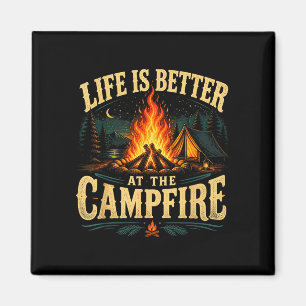 Íman A vida é melhor na fogueira de acampamento diverti