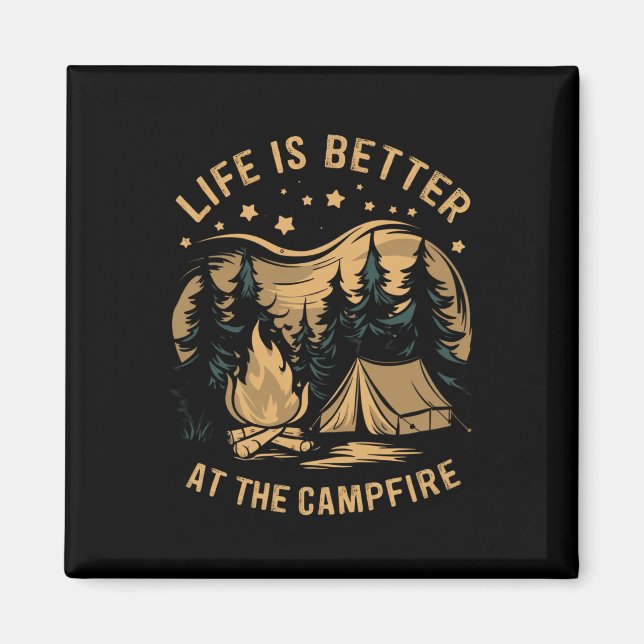 Íman A Vida É Melhor No Camping Da Fogueira Camping Cam (Frente)
