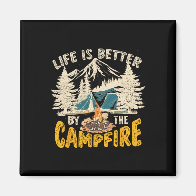 Íman A Vida é Melhor no Fogo de Acampamento Camping Vin (Frente)