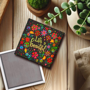 Íman A vida é um belo magneto de inspirivência floral p