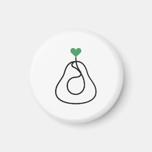 Íman Abacate Minimalista Arte de Linha Única com Coraçã