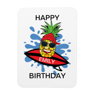 Íman Abacaxi de Surfe de Aniversário Engraçado