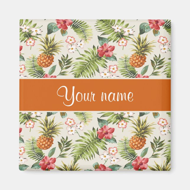 Íman Abacaxi Hibiscus e Palm Frontais (Frente)